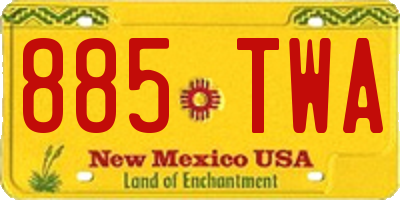 NM license plate 885TWA