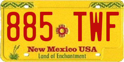 NM license plate 885TWF