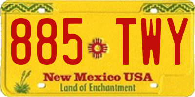 NM license plate 885TWY