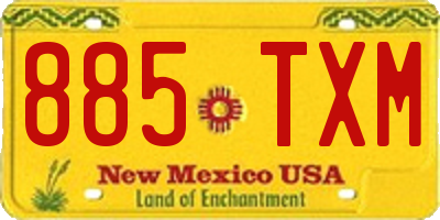 NM license plate 885TXM
