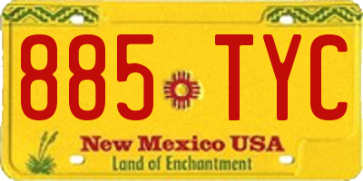 NM license plate 885TYC