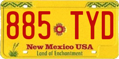 NM license plate 885TYD