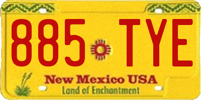NM license plate 885TYE