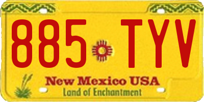 NM license plate 885TYV