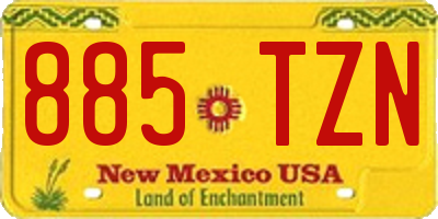 NM license plate 885TZN