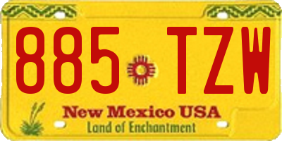 NM license plate 885TZW