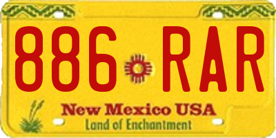 NM license plate 886RAR