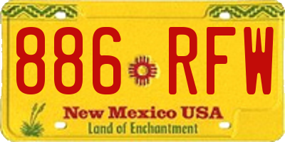 NM license plate 886RFW
