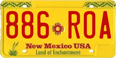 NM license plate 886ROA