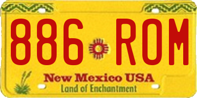 NM license plate 886ROM