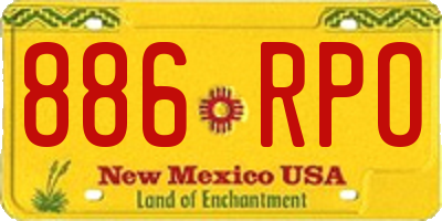 NM license plate 886RPO