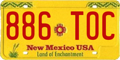 NM license plate 886TOC