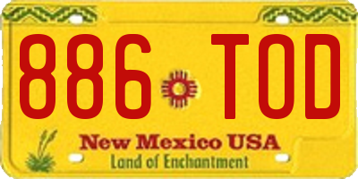 NM license plate 886TOD
