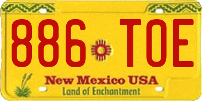NM license plate 886TOE
