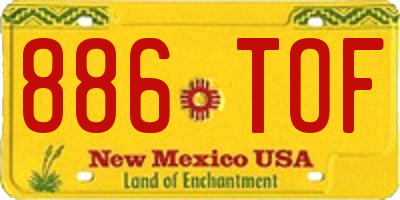 NM license plate 886TOF