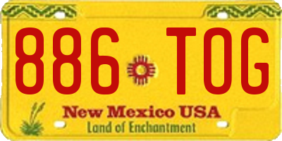 NM license plate 886TOG