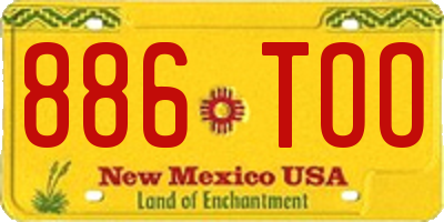 NM license plate 886TOO