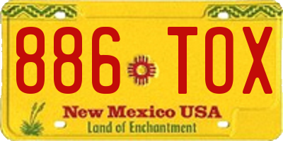 NM license plate 886TOX