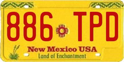NM license plate 886TPD