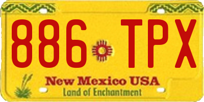 NM license plate 886TPX