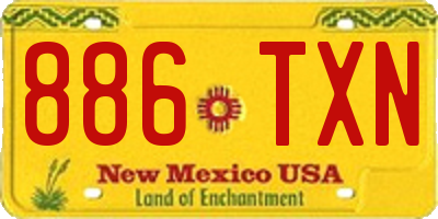NM license plate 886TXN