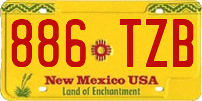 NM license plate 886TZB