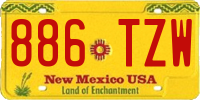 NM license plate 886TZW