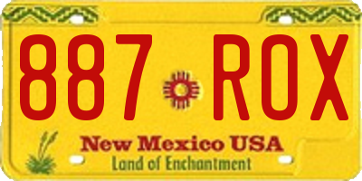NM license plate 887ROX