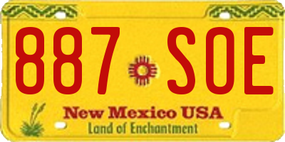 NM license plate 887SOE