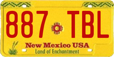 NM license plate 887TBL