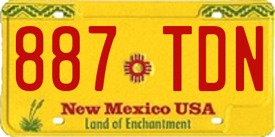 NM license plate 887TDN