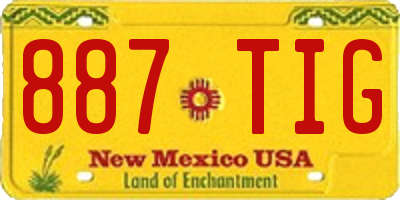 NM license plate 887TIG
