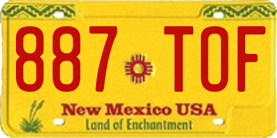 NM license plate 887TOF