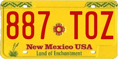 NM license plate 887TOZ