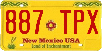 NM license plate 887TPX