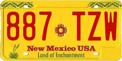 NM license plate 887TZW