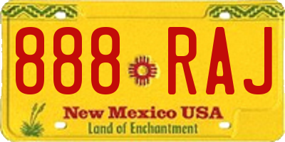 NM license plate 888RAJ