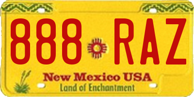 NM license plate 888RAZ