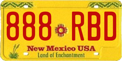 NM license plate 888RBD