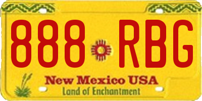 NM license plate 888RBG
