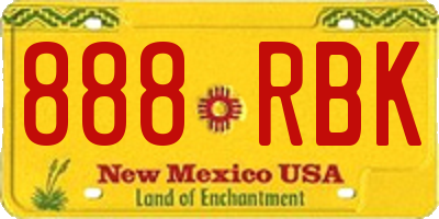 NM license plate 888RBK