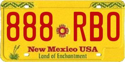 NM license plate 888RBO