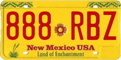 NM license plate 888RBZ