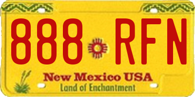 NM license plate 888RFN