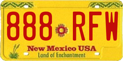 NM license plate 888RFW