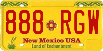 NM license plate 888RGW