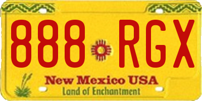 NM license plate 888RGX