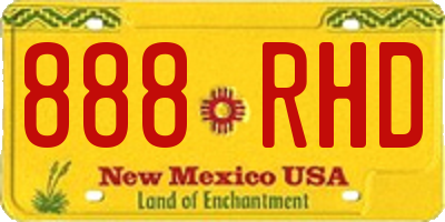 NM license plate 888RHD