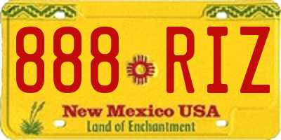 NM license plate 888RIZ