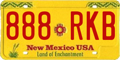 NM license plate 888RKB